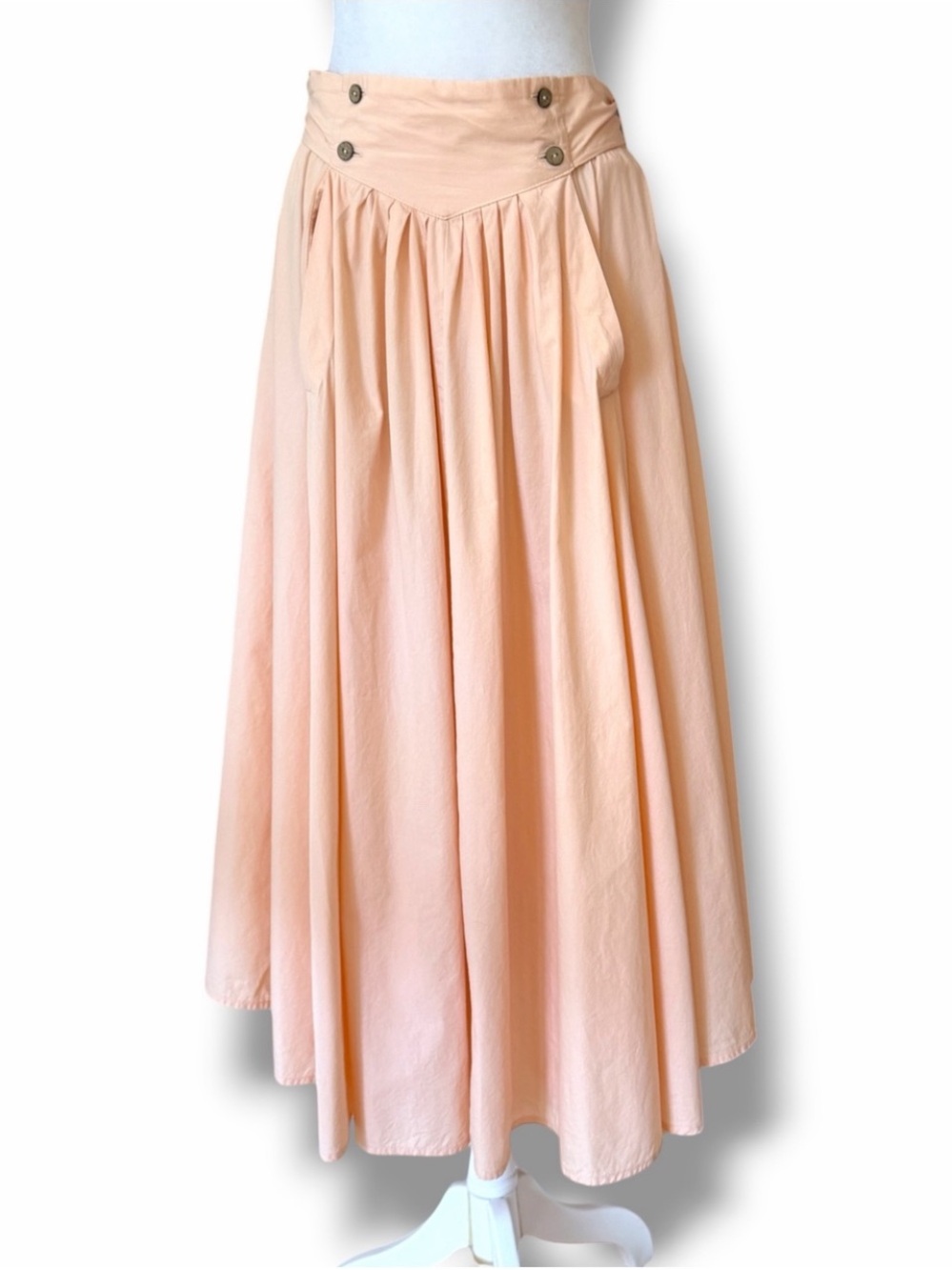 Free People Sunrise Midi Skirt Peach Basque Waist Cotton M Endless Summer - Picture 2 of 10